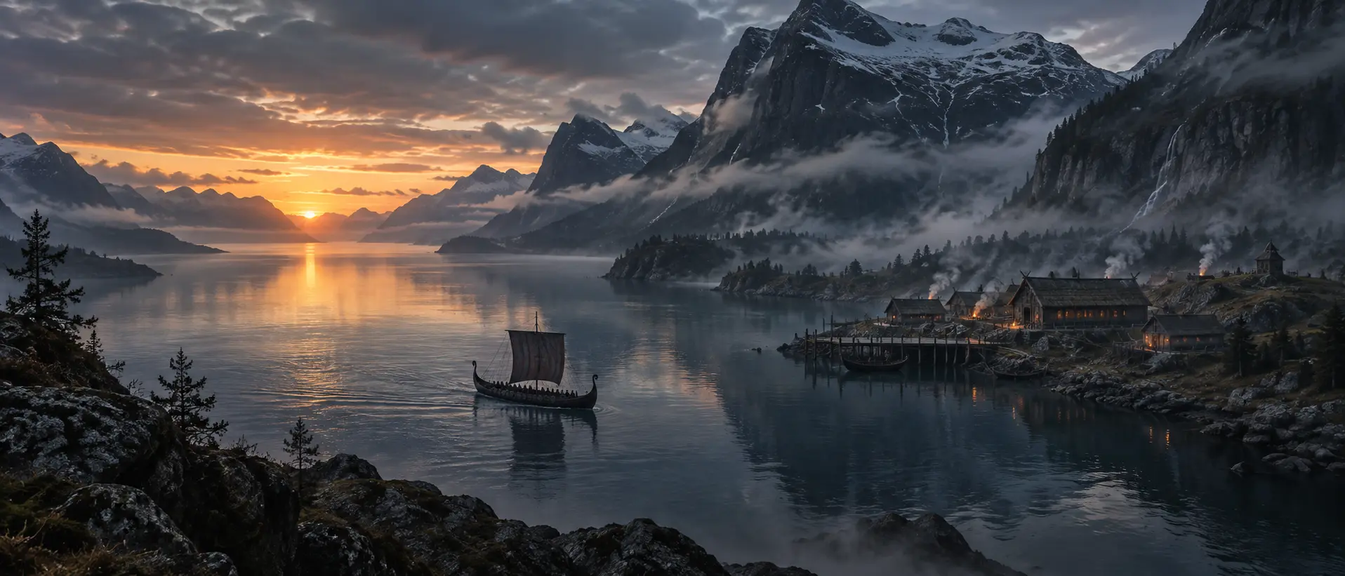 Northern fjord landscape of the Nordic world